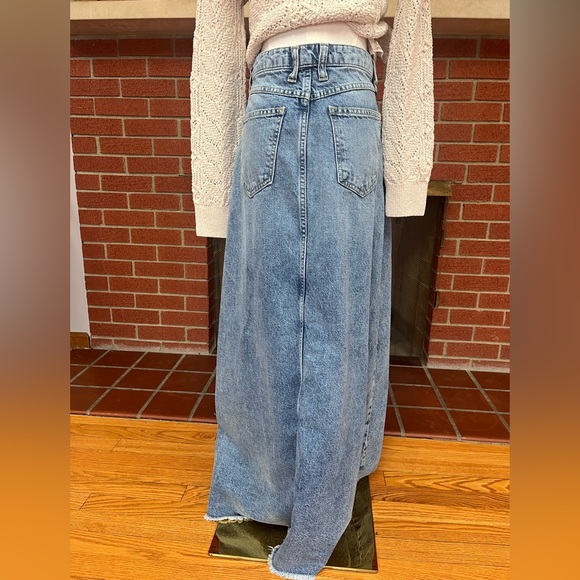 Free People We The Free Come As You Are Denim Jean Maxi Boho Cottage Core - Picture 4 of 5